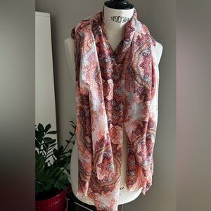 NWT Manguun Paisley Mandala Boho Scarf Shawl Wrap Burgundy Cream Orange